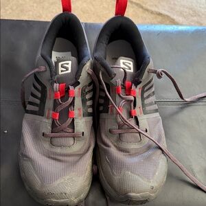 Salomon Men's Gray Trail Runners with Red Pull Tabs
